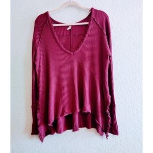 Free People Wine Long Sleeve Top Size XSmall